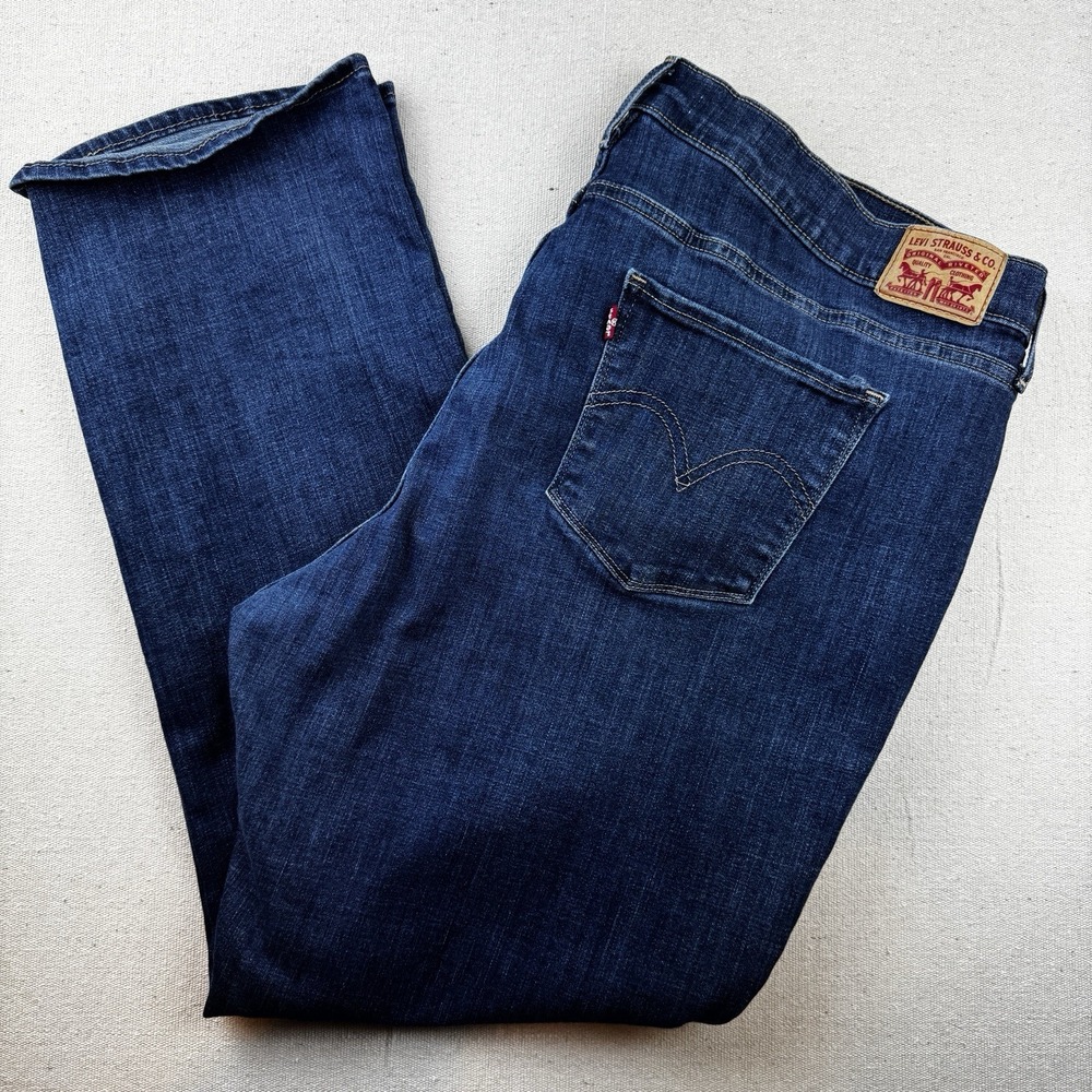Levis Classic Straight Jeans Womens 22W Dark Wash Stretch Denim